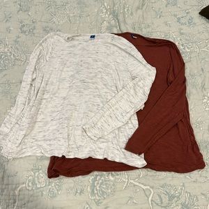2 Old Navy Luxe Knot Slub Long Sleeve Tees size L Large